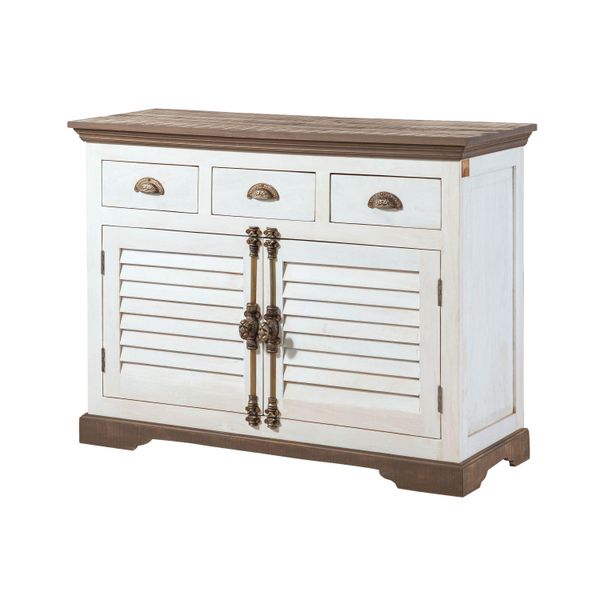 MASSIVMOEBEL24 | Credenza Toulouse #106 In Legno Di Mango Laccato Bianco - 120X45X90-image