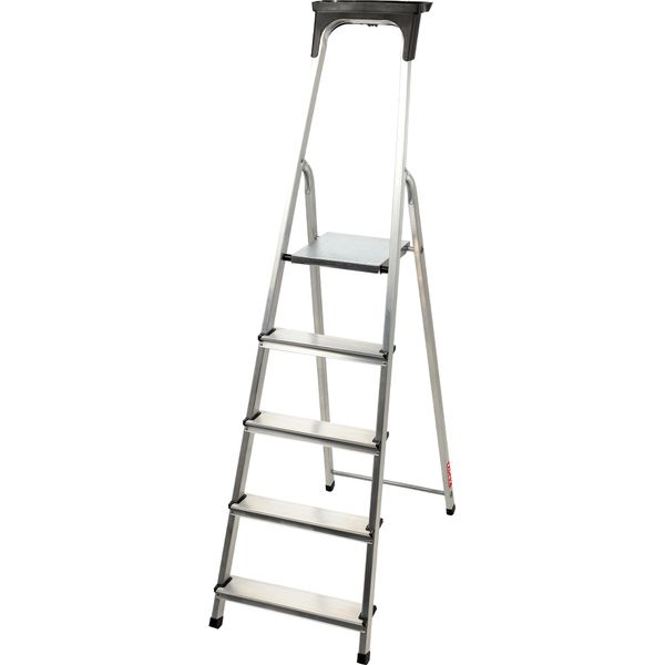 Scala In Alluminio Kadax, Scala A Gradini "Vulvik"" Fino A 125 Kg, Scala A Pioli, Scala Di Sicurezza In Alluminio, 5 Gradini"-image