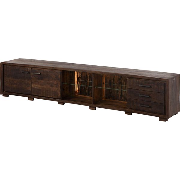 MASSIVMOEBEL24 | Bark #216 Mobile Tv In Legno Di Acacia - Laccato / Marrone Scuro 235X40X47-image