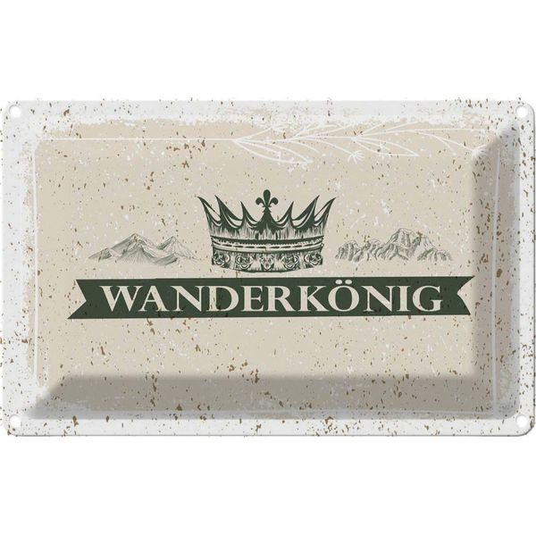 Vianmo Insegna Di Latta 12X18 Cm Wandern WanderköNig Krone Berge-image