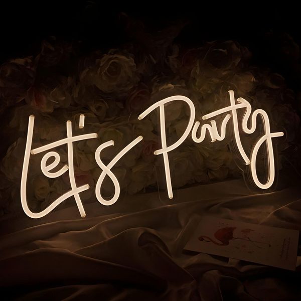 Luce Led Neon, Applique Decorativa, Lets Party Bianco, Circa 38,5 X 15 X 2 Cm-image