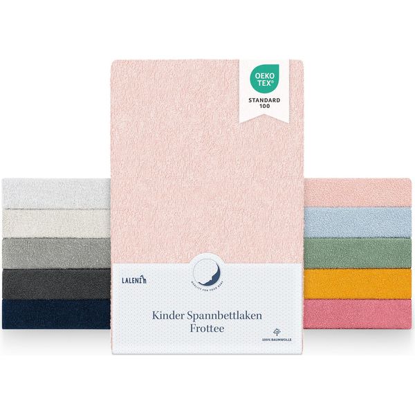 Laleni Set Di 2 Lenzuola In Spugna 40X90Cm - Lenzuola Certificate Oeko-Tex, Lenzuola Senza Pieghe Per Culla, Lettino E Cesta Per Bambini Rosa-image