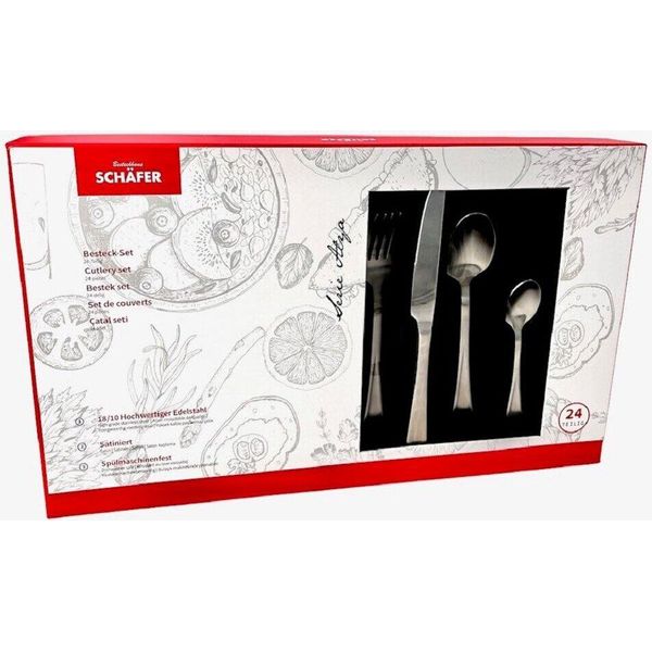 Set Di Posate 24 Pezzi Serie Alya Per 6 Persone In Acciaio Inox 18/10 Multiuso Per La Casa Coltello Forchetta Cucchiaio Cucina-image