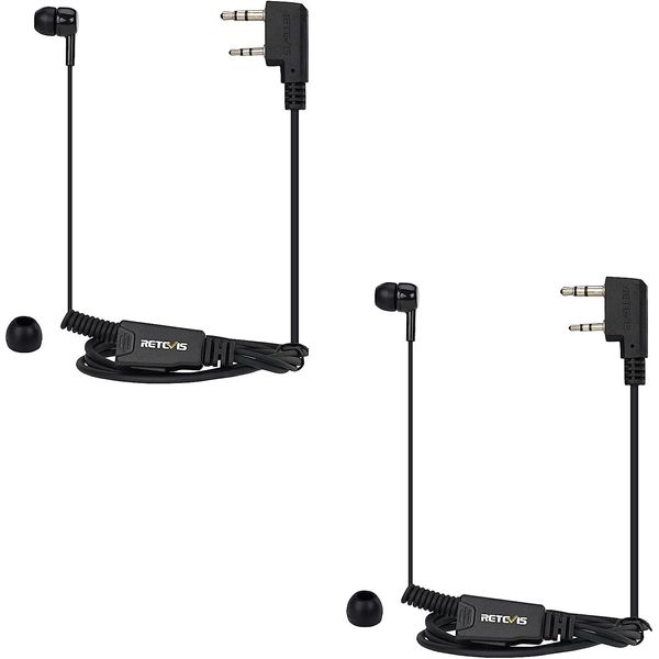 Retevis Auricolari Walkie Talkie In-Ear Con Microfono, A 2 Poli, Bobina Retrattile, Compatibili Con Le Radio RT24, RT27, RT22, RT622, RT617, Auricolari Walkie Talkie Di Sicurezza Con Ptt (2 Pezzi)-image
