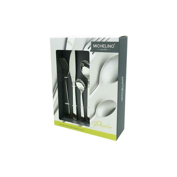 Set Di Posate Michelino 24 Pezzi Serie Phoebe Per 6 Persone In Acciaio Inox Multiuso Per La Casa Coltello Forchetta Cucchiaio Cucina-image