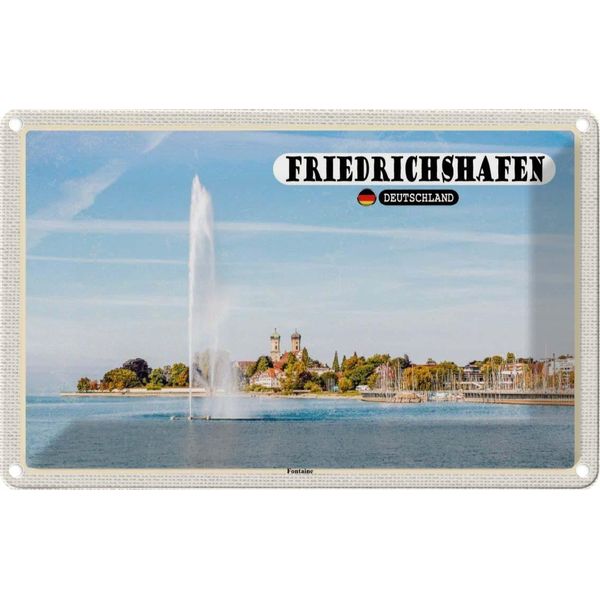 Vianmo Insegna Di Latta 12X18 Cm Friedrichshafen Fontaine Fluss-image