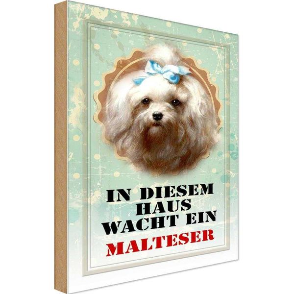 Vianmo Insegna In Legno 18X12 Cm Hund In Diesem Haus Wacht Malteser-image