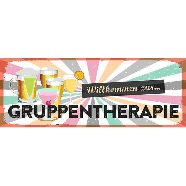 Vianmo Insegna In Legno 10X27 Cm Willkommen Zur Gruppentherapie-image