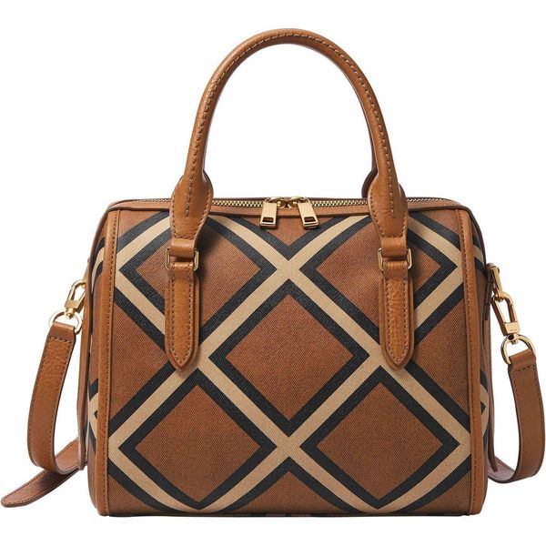 Fossil Borsa A Tracolla Borsetta Williamson Satchel Brown Patchwork Marrone Chiaro-image