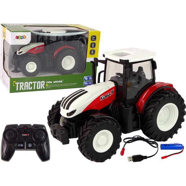 Trattore Agricolo 1:24 Telecomandato R/C Fattoria Pilota Bianco Rosso-image