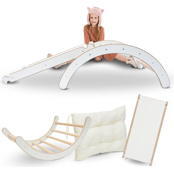 Mamoi® Struttura Di Arrampicata Per Interni 3 In 1 Set. Arco Di Arrampicata Montessori Con Tappetini, Parco Giochi Indoor 1-3 Anni E Scivolo Per Bambini.-image