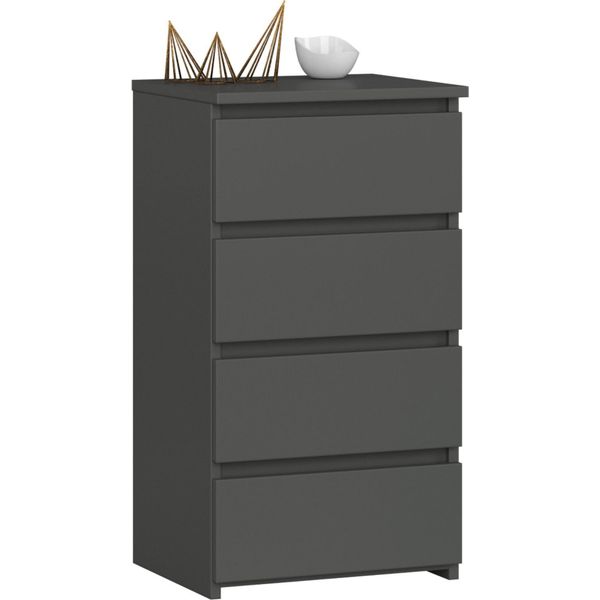 3Xcassettiera Da Salotto, Credenza Con 4 Cassetti (L:40Cm X H:74Cm X P:35Cm) In Grigio Grafite-image