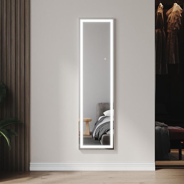 Sunxury Specchio Da Parete A Led 150X40Cm Regolabile In 3 Colori, 2 In 1 Specchio Verticale, Specchio A Figura Intera Con Interruttore A Sfioramento-image