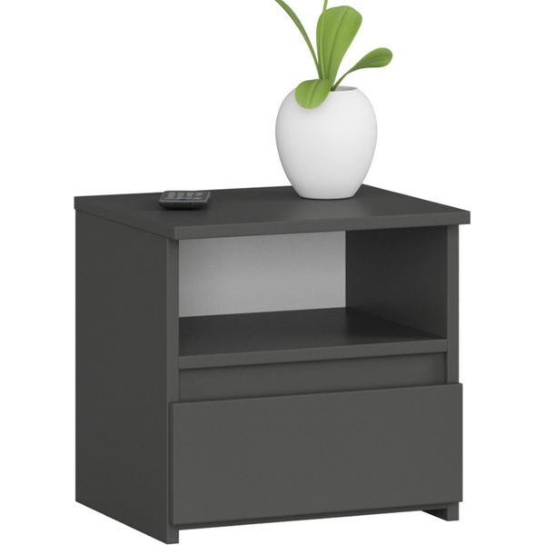 Cassettiera, Credenza, Comodino Con 1 Cassetto E 1 Ripiano (L:40 Cm X H:40 Cm X P:35 Cm) In Grigio Grafite-image
