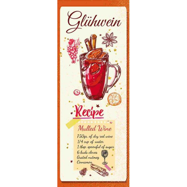 Vianmo Insegna In Legno 27X10 Cm GlüHwein Recipe Mulled Wine-image