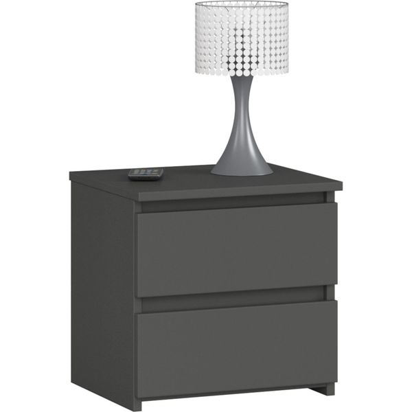Cassettiera, Credenza, Comodino Con 2 Cassetti (L:40 Cm X H:40 Cm X P:35 Cm) In Grigio Grafite-image