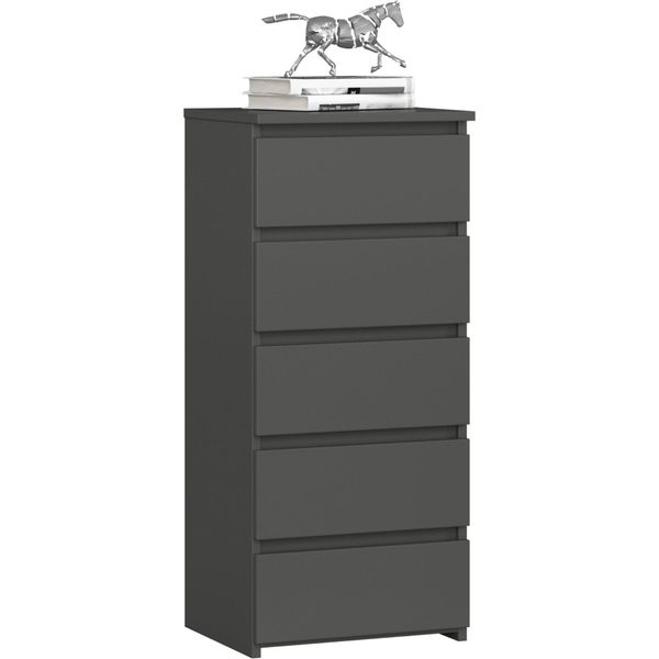 3Xcassettiera Da Salotto, Credenza Con 5 Cassetti (L:40Cm X H:92Cm X P:35Cm) In Grigio Grafite-image