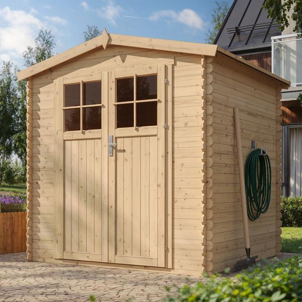 Casetta Da Giardino In Legno Con Pavimento Impregnato, Porta Con Serratura - L206Xl216Xh218 Cm 3,53 M2- Timbela M343F+M343G-image