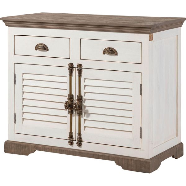 MASSIVMOEBEL24 | Credenza Toulouse #107 In Legno Di Mango Laccato Bianco - 107X45X90-image