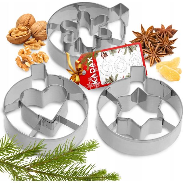 Tagliabiscotti Kadax, Tagliabiscotti Natalizi In Acciaio Inox, Set Di 3 Pezzi-image