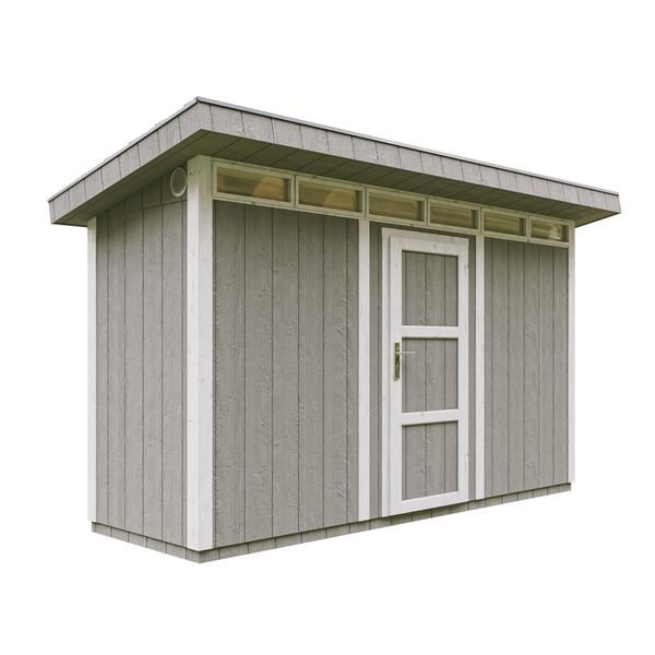 Capanno Da Giardino Di 4,3M² Con Pavimento E Piastrelle Bituminose - Capanno Da Giardino L161Xl411Xh239 Cm - Capanno Da Giardino Timbela M902 - Grigio Tundra-image