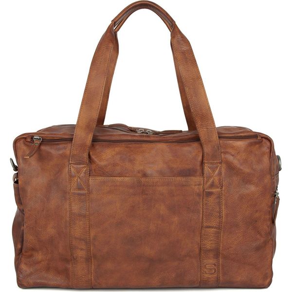 Spikes & Sparrow Pelle Borsa Da Viaggio Borsa A Tracolla Brian Weekender Brandy Marrone-image