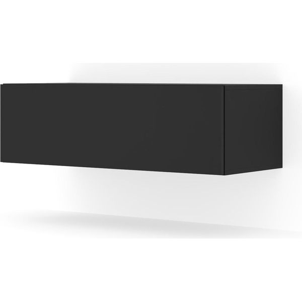 Mobile Tv Sospeso Bingo 100 Cm Black Matt Tavolo Basso Tv Porta Tv Credenza Tv Cassettiera Mdf Tavolo Hi-Fi Design Moderno Loft Industriale-image