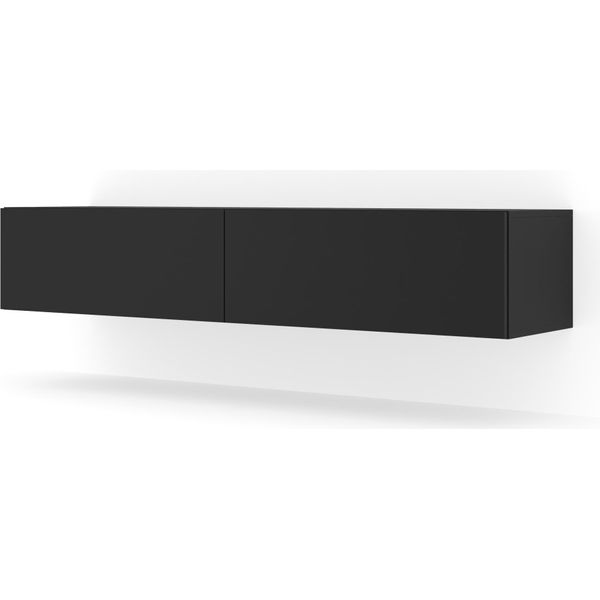 Mobile Tv Sospeso Bingo 160 Cm Black Matt Tavolo Basso Tv Porta Tv Credenza Tv Cassettiera Mdf Tavolo Hi-Fi Moderno Loft Industrial Design-image