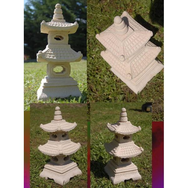 Wilai Figura In Pietra Pagoda A 2 Piani Casa Giapponese Pietra Arenaria Decorazione Giardino Figura Lanterna In Pietra 35 Cm Di Altezza-image