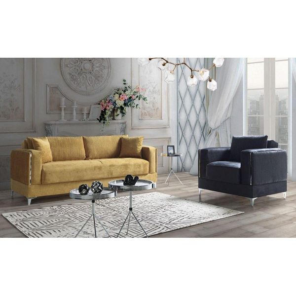 Set Di Divani 3+1 Posti Poltrona Moderna Relax Stile Moderno 2 Pezzi-image