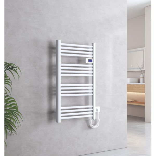 Emke Radiatore Da Bagno Elettrico Bianco Per Asciugamani Termostatato 960 X 540 Mm Radiatore Con Temporizzazione E Display Digitale 500 Watt Senza Elemento Riscaldante-image