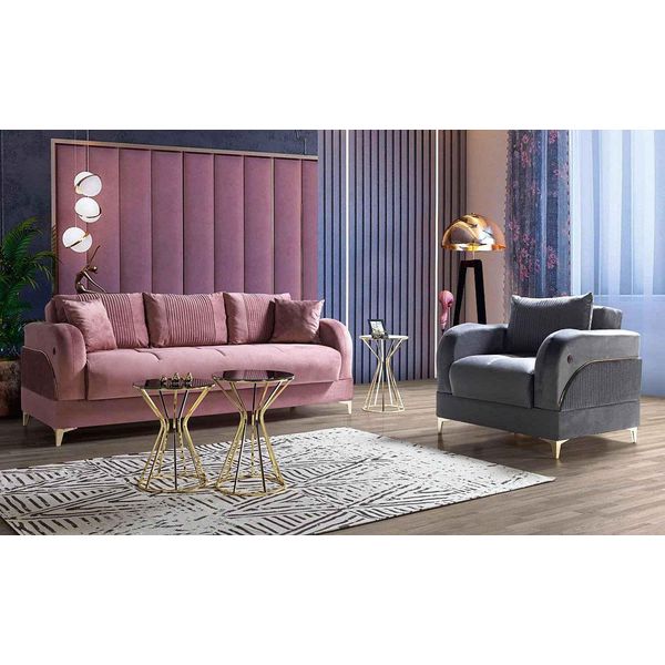 Set Di Divani 3+1 Posti Poltrona Moderna Relax 2 Pezzi-image