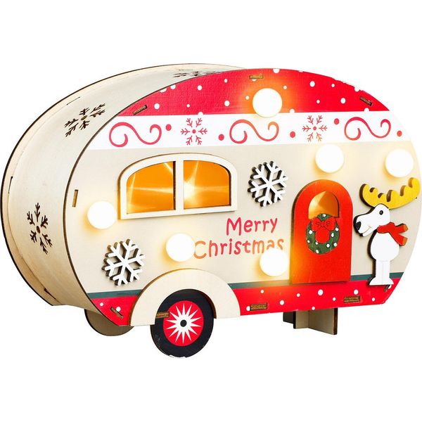 3.11 Caravan Con Motivi Natalizi - Circa 21X7,5X14 Cm - 10 Led Bianco Caldo-image