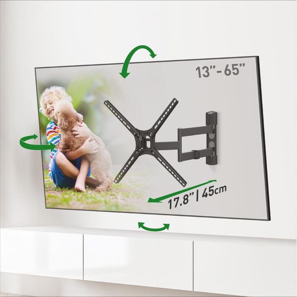 Barkan - Supporto A Parete Per Tv Full Motion Lungo - 13 Pollici - 65 Pollici/33 Cm - 165 Cm - 36 Kg - Nero-image
