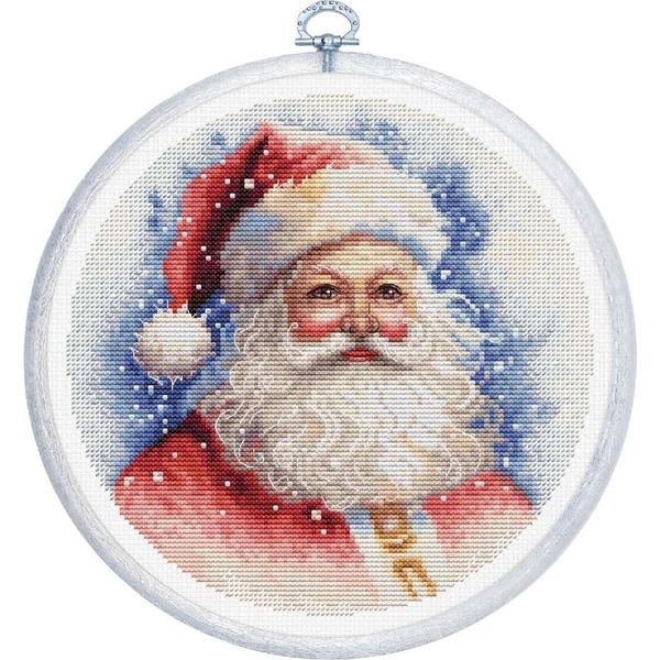 Kit Per Ricamo A Punto Croce Luca-S Con Cerchio Da Ricamo "Babbo Natale"", Schema Contato, 17X17Cm"-image