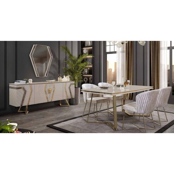 Set Sala Da Pranzo Bianca Tavolo Da Pranzo 4X Sedie 7Pz Jvmoebel-image