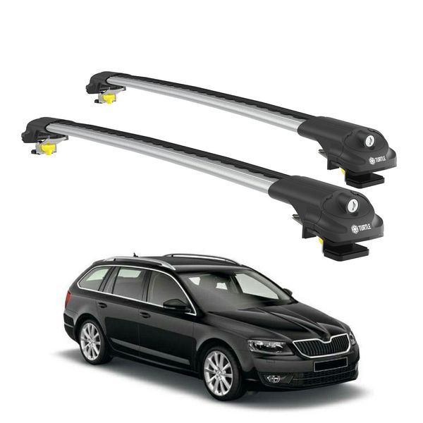 Turtle Portapacchi AIR-1 Skoda Octavia 5E 2012 - 2019 Barre Rialzate , Argento-image