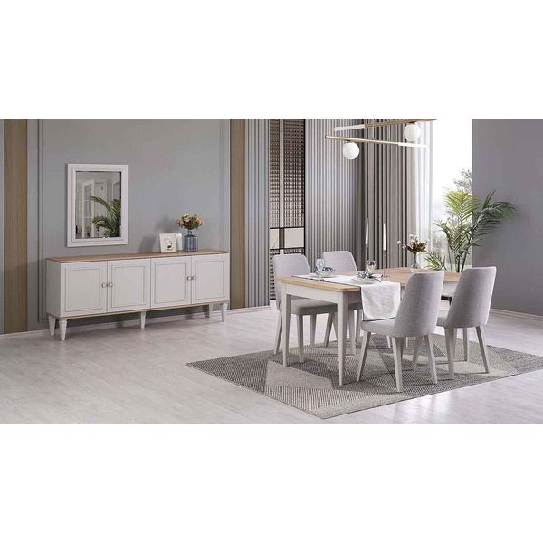 Set Sala Da Pranzo 1X Tavolo Da Pranzo + 6X Sedie + 1X Credenza + 1X Specchio 9 Pz Jvmoebel-image