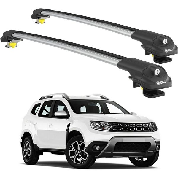 Turtle Portapacchi AIR-1 Dacia Duster Hm 2018 - 2022 Barre Rialzate , Argento-image