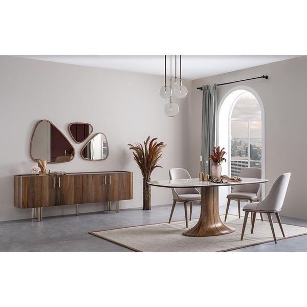 Set Sala Da Pranzo 9 Pezzi Tavolo Da Pranzo Moderno Sedie Credenza Jvmoebel-image