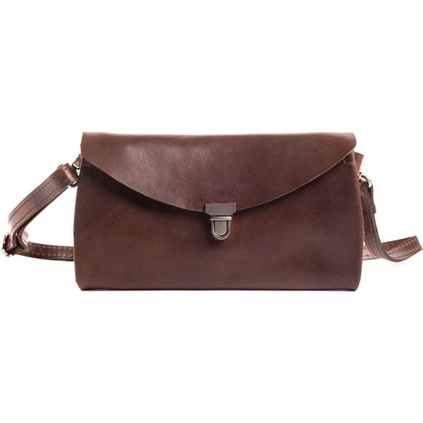 Harold's Pelle Borsa A Tracolla Pochette Fold Handbag Clutch Brown Marrone Scuro-image