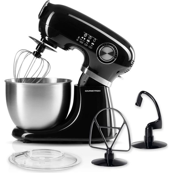 Gourmetmaxx Robot Da Cucina Impastatrice Mescolatore Mescolatore In Acciaio Inox Impastatrice A Colonna Impastatrice A Colonna Ciotola Per Impastare Stand Nero Compatto-image