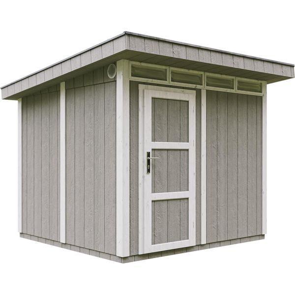 Capanno Da Giardino Di 5,9M² Con Pavimento E Piastrelle Bituminose - Capanno Da Giardino L279Xl293Xh239 Cm - Capanno Da Giardino Timbela M903 - Grigio Tundra-image
