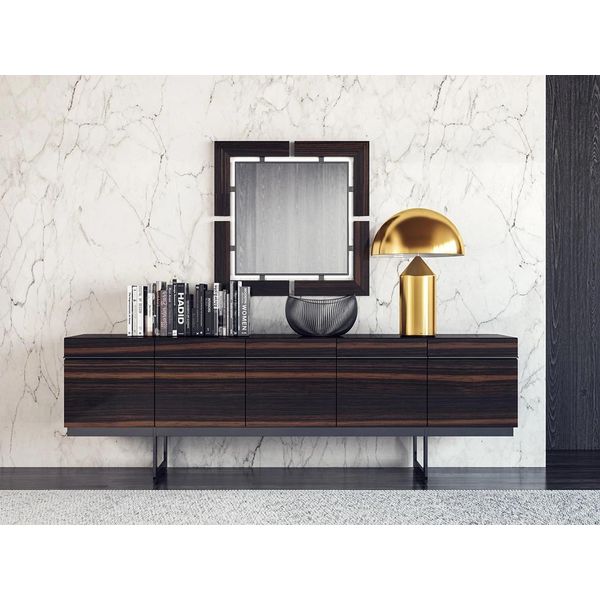 Credenza Con Specchio In Legno Marrone Jvmoebel-image