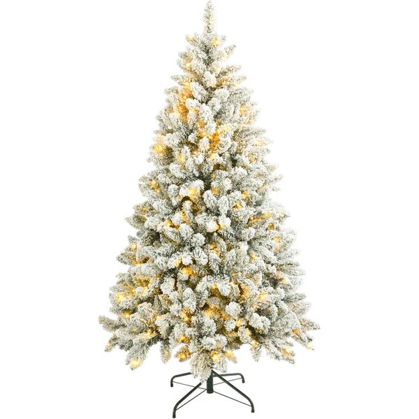 Albero Di Natale Rebecca Mobili 210 Cm Con 400 Luci In Pvc, Verde E Bianco-image