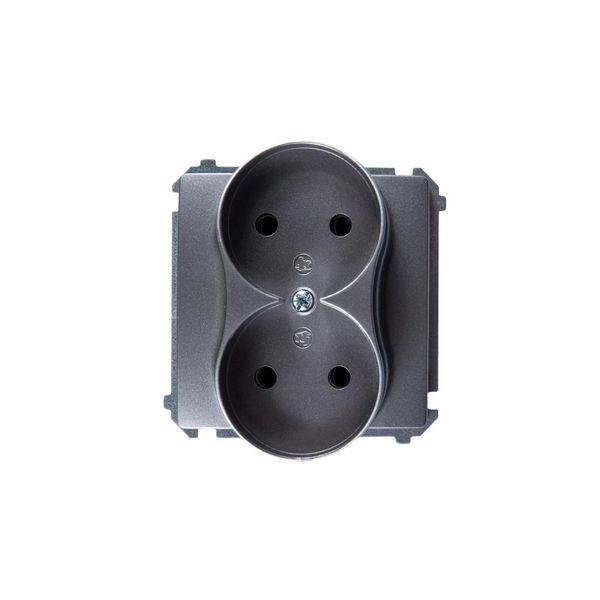 Simon Basic Presa Doppia B/U 16A IP20 Acciaio Inox BMG2M.01/21-image