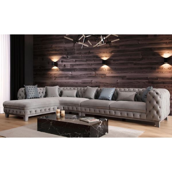 Divano Ad Angolo Divano A L Chesterfield Design Divano Moderno Tessuto Nuovo-image