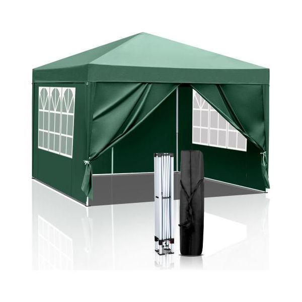 Gazebo Fch, Gazebo Pieghevole 3X3 M, Con 4 Pareti Laterali, Gazebo Per Feste Idrorepellente Protezione Uv 50+, Regolabile In Altezza, Con Borsa Per Il Trasporto, Per Esterno Giardino Campeggio Verde-image