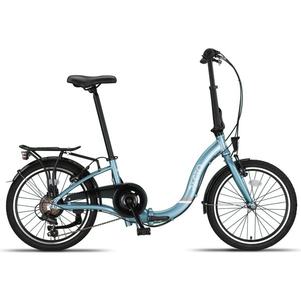 Pacto Six - Bicicletta Olandese Di Alta Qualità Bicicletta Pieghevole 27 Cm Telaio In Alluminio Bicicletta Con Ruote In Alluminio Da 20 Pollici, Cambio Shimano A 6 Velocità Bicicletta Pieghevole Blu-image