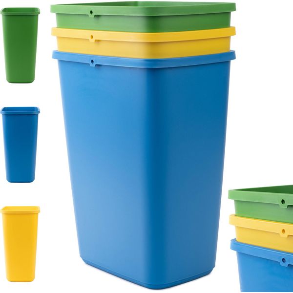 Set Di Cestini Per La Raccolta Differenziata Kadax, Cestino In Plastica Robusta, Cestino (3X12L)-image